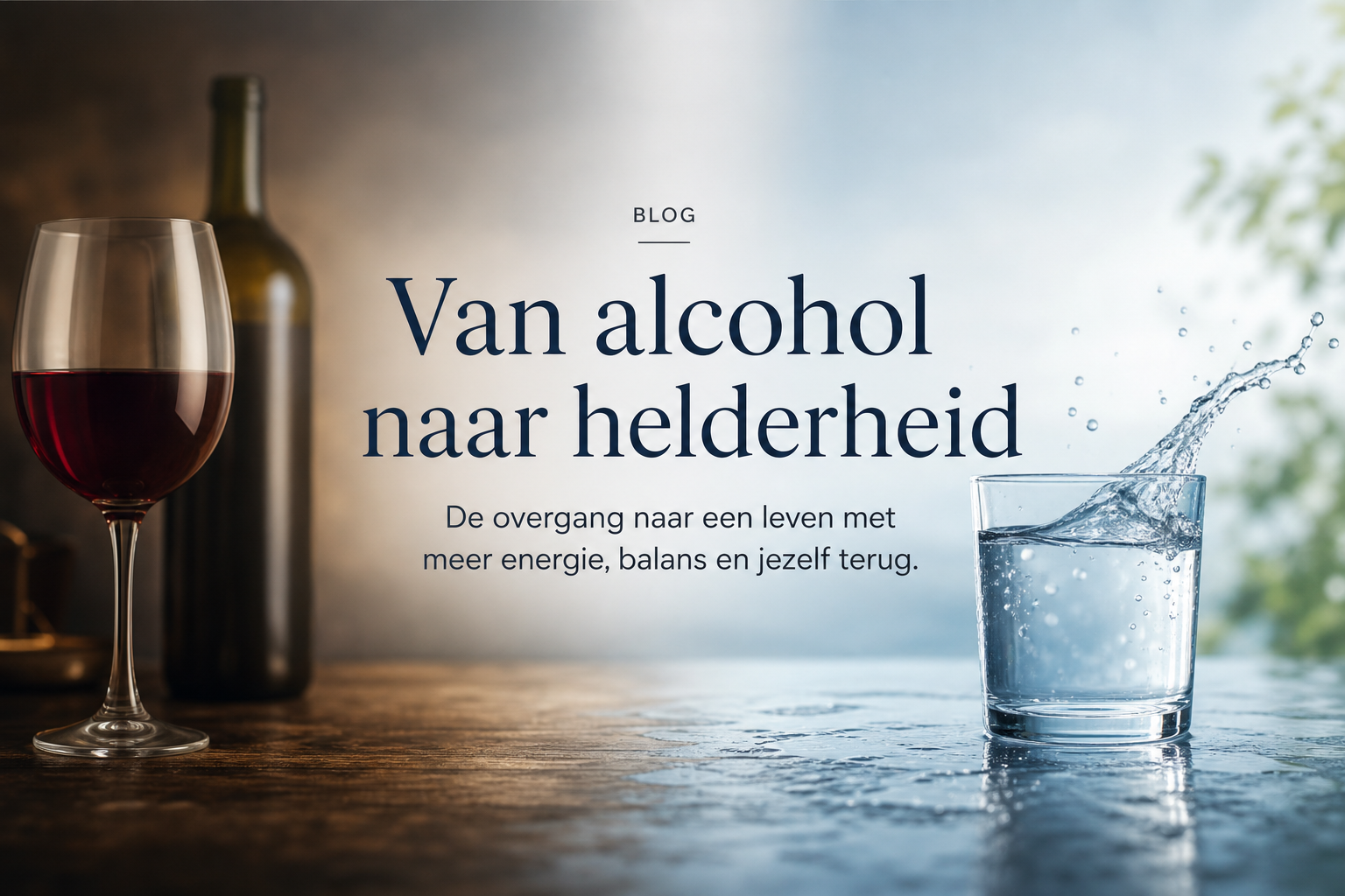 Vrouw 50+ met waterglas op terras bij zonsondergang