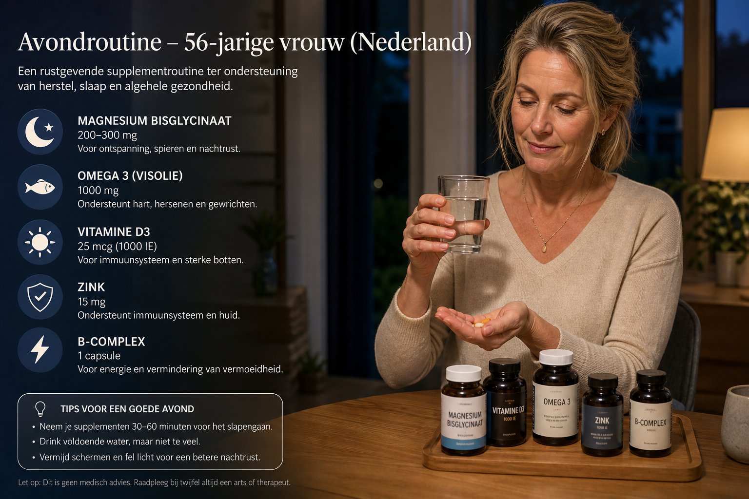 Nederlandse vrouw 56+ supplement bij avondroutine