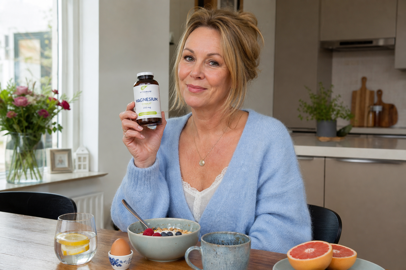 Nederlandse vrouw 51+ supplement bij ontbijt