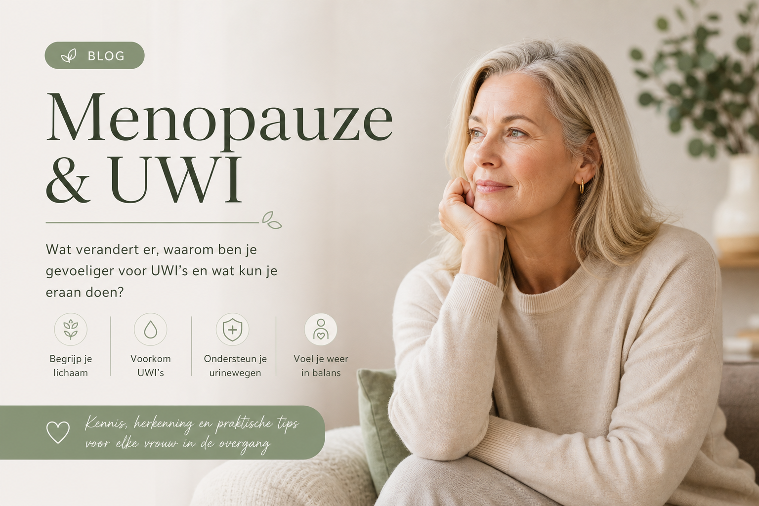Vrouw 55+ rustig thuis met thee, warme serene sfeer