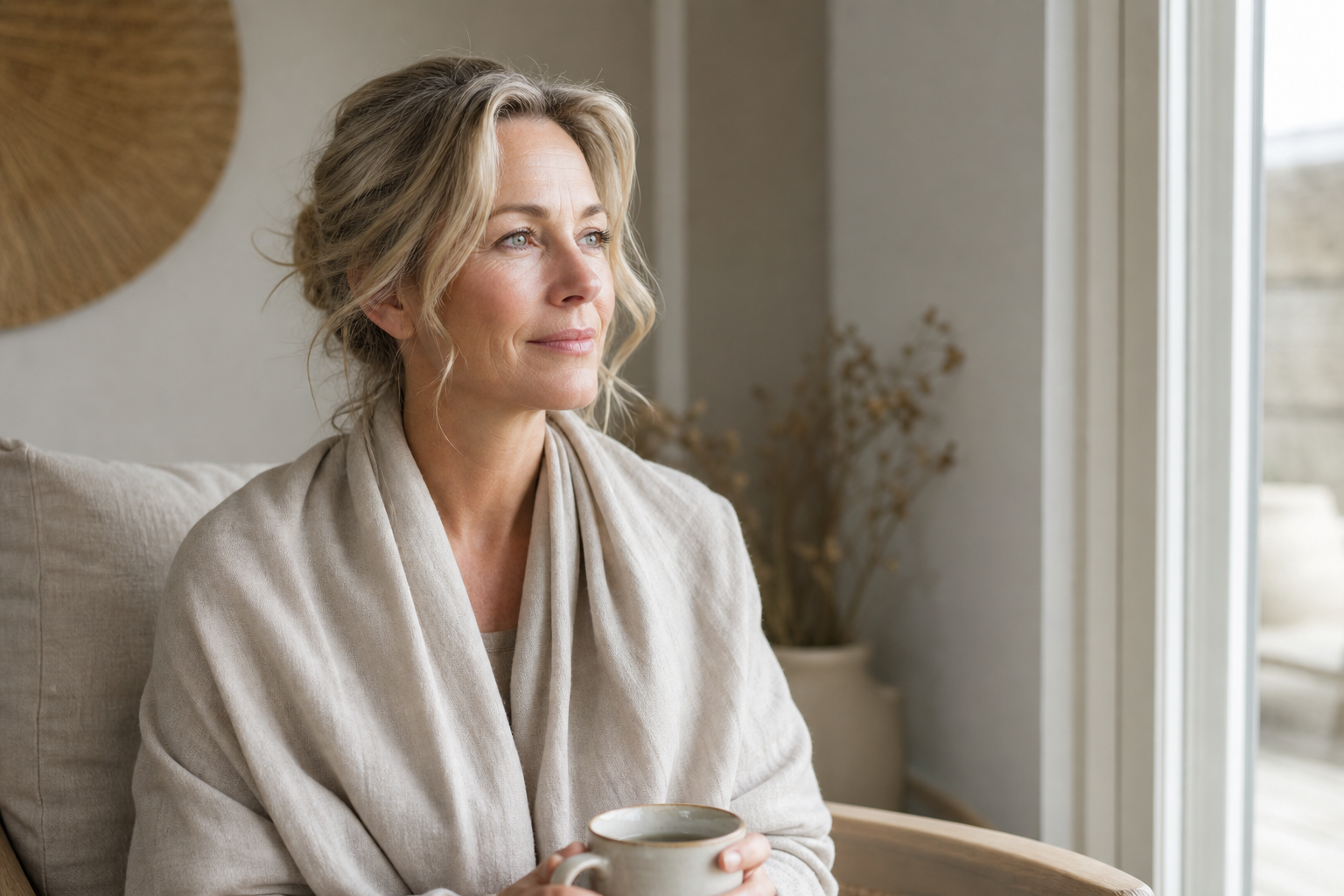 Nederlandse vrouw 52+ rustmoment thuis