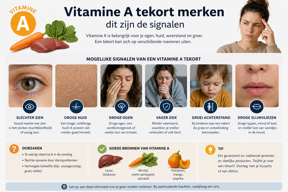 Hoe merk je een vitamine A-tekort na 50?