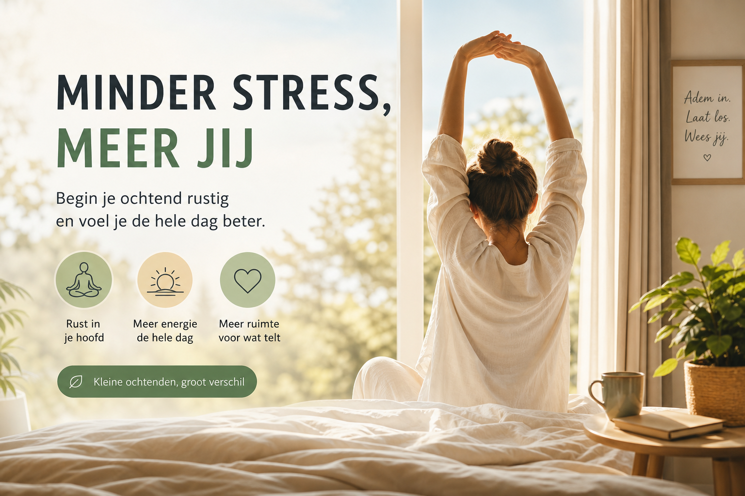 Nederlandse vrouw 56+ rustige ochtendroutine met supplement