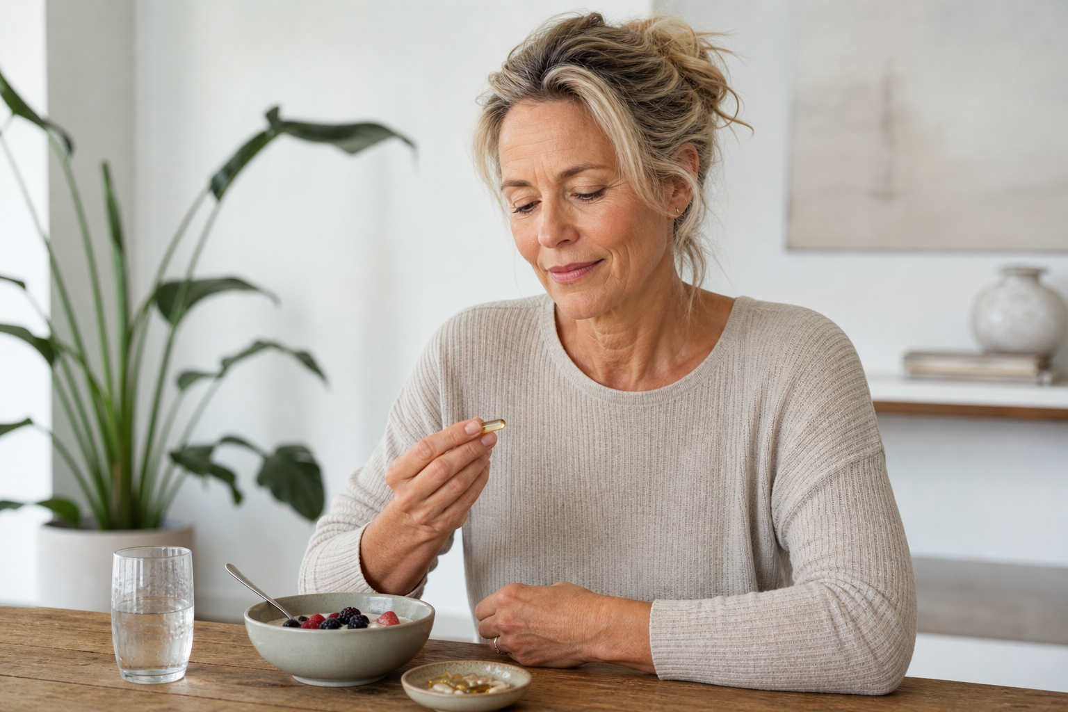 Nederlandse vrouw 53+ supplementen bij ontbijt