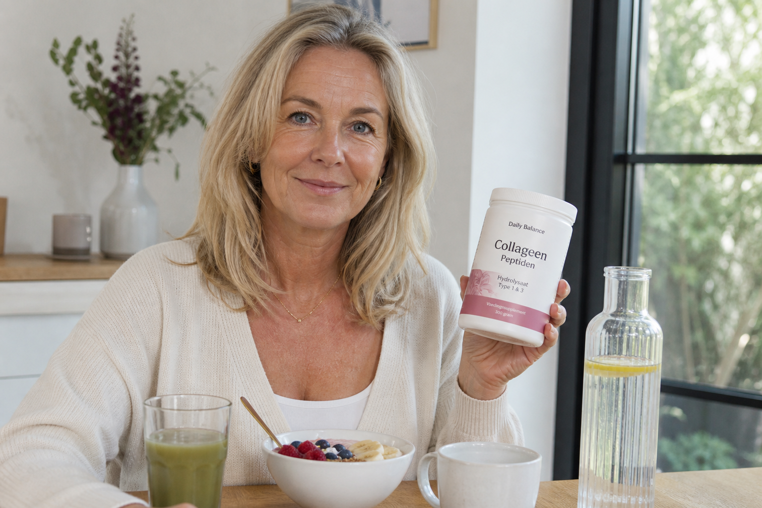 Nederlandse vrouw 51+ supplement bij ontbijt